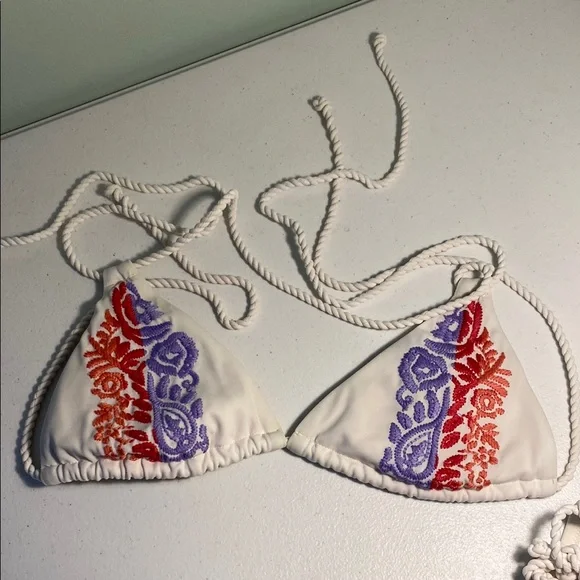 Victoria’s Secret White Bikini with Red and Purple Embroidery - Picture 8 of 15